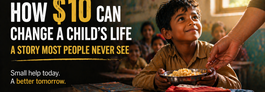 how $10 donation helps a child with food education and care