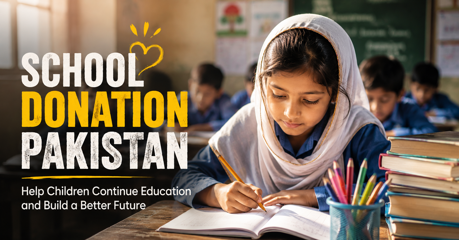School donation Pakistan support for children education and classroom learning